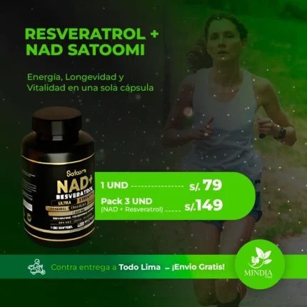 Resveratrol + NAD Satoomi – Salud Celular y Longevidad